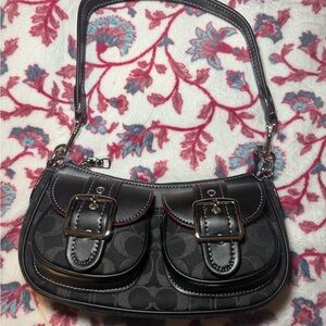 Coach Black Signature Mini Shoulder Bag Gold Hardware Y2K